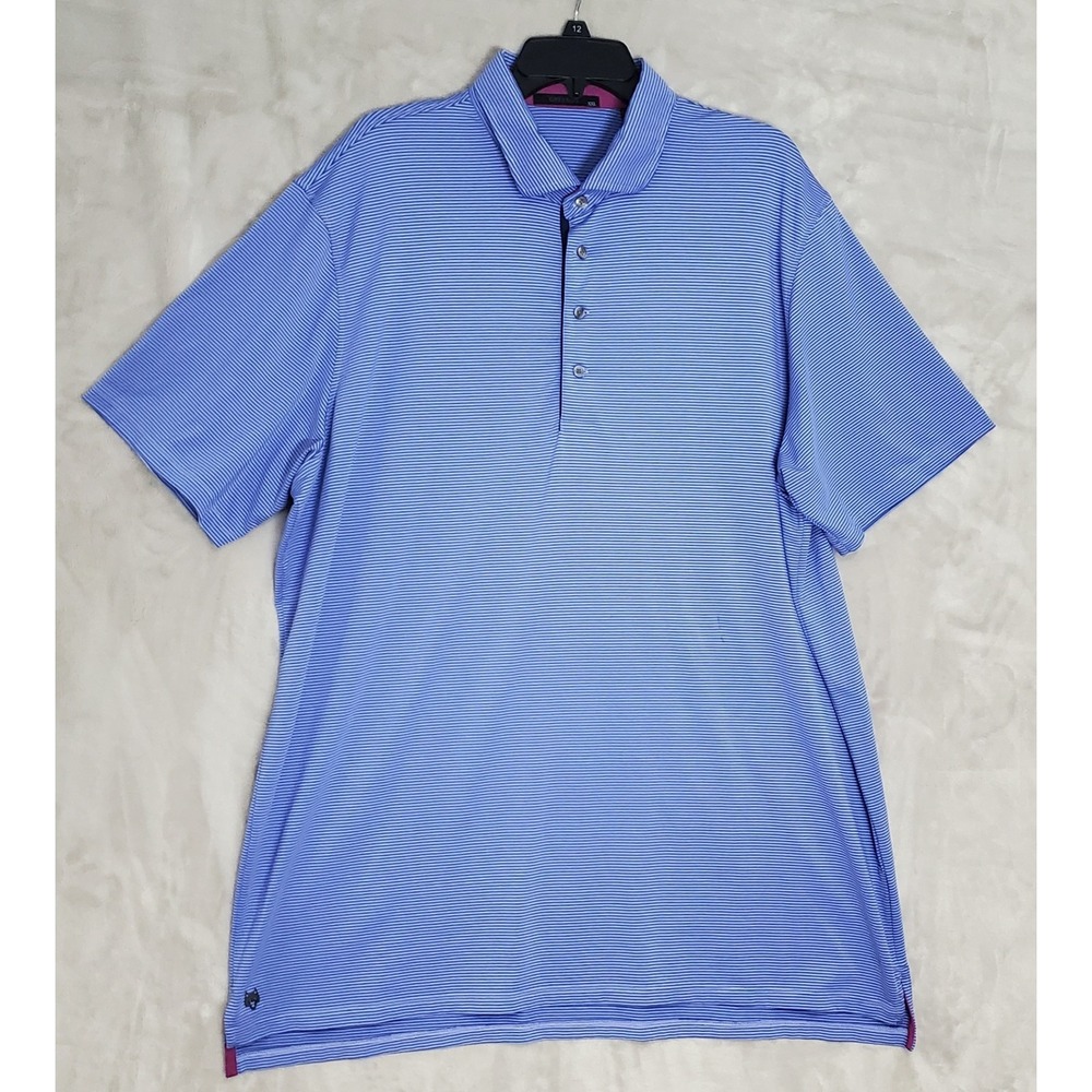 Greyson Mens XXL Polo Shirt Purple Striped Performance Golf *FLAWS*